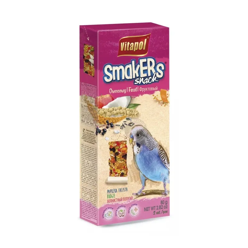 Vitapol Smakers; для волнистых попугаев, с фруктами, 80 гр