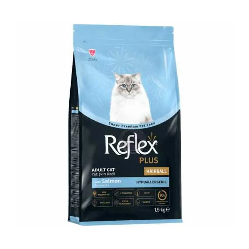 Reflex Plus Hairball/Indoor Adult; с лососем, 1 кг-15 кг
