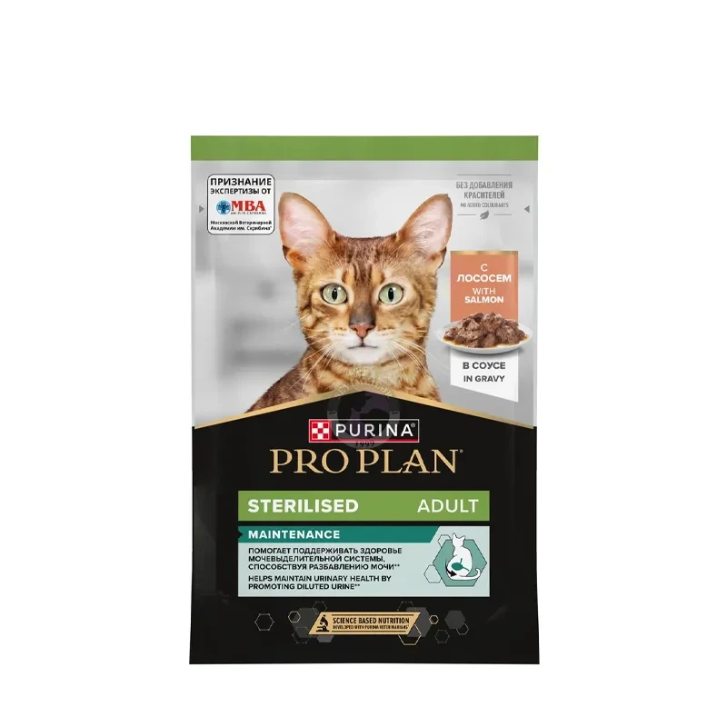 Purina ProPlan Sterilised Adult; sousda qızılbalıq ilə, 85 qr