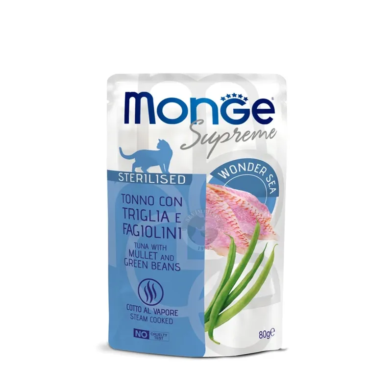 Monge Supreme Sterilised; с кефалью и зелёной фасолью, 80 гр