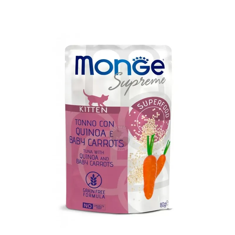 Monge Supreme Kitten; с тунцом, киноа и мини-морковью, 80 гр