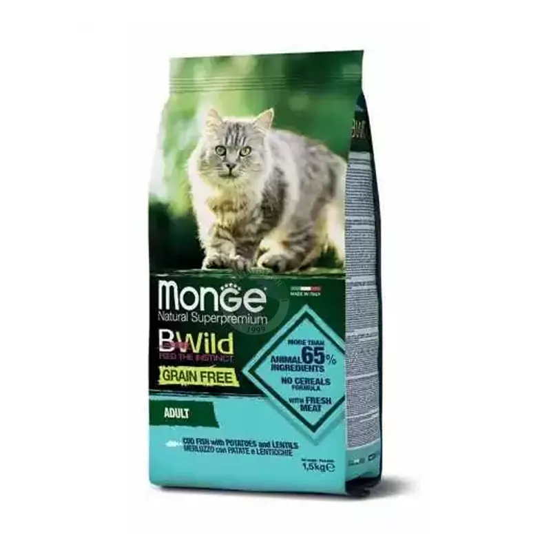 Monge Bwild Cat; treska, kartof və mərci ilə, 1.5 kq