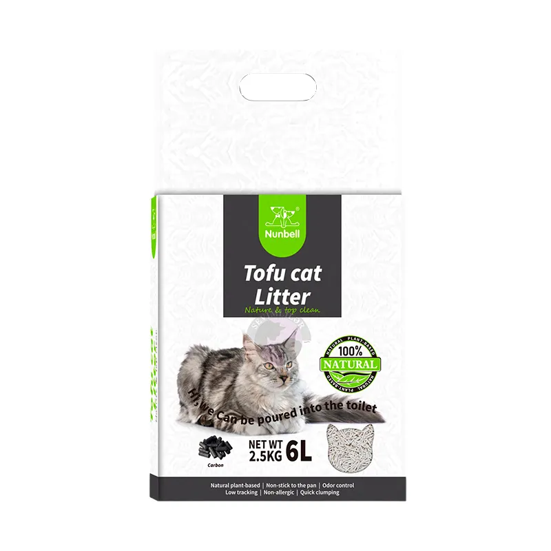 Nunbell Tofu Carbon; pişiklər üçün qum, 6 LT
