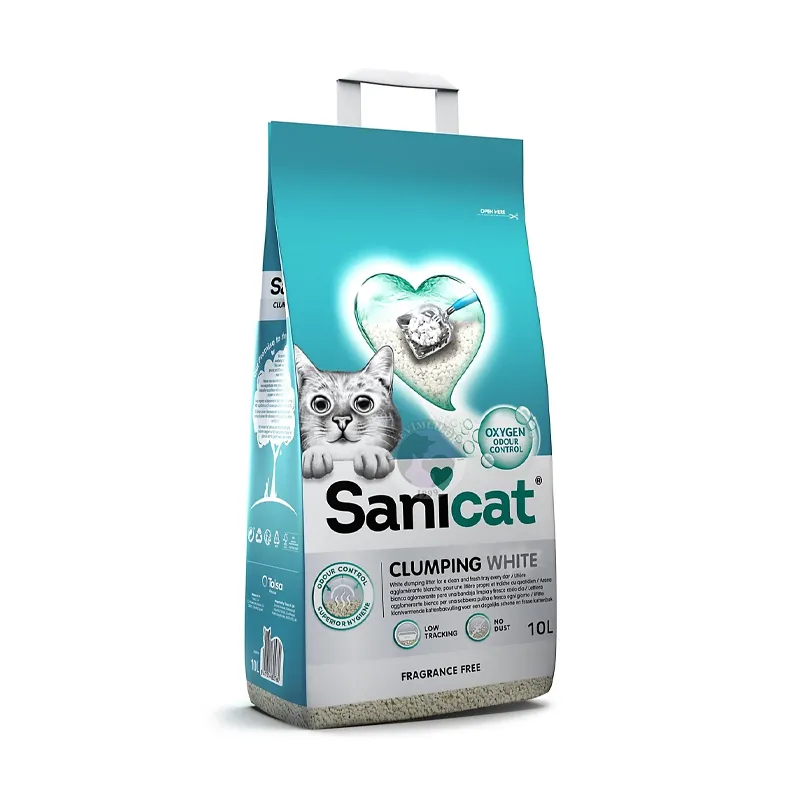 SaniCat Clumping White Fragrance Free; без запаха, 10 LT